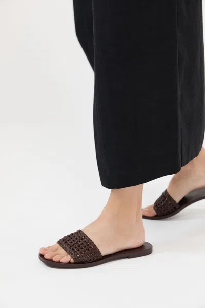 St Agni Macrame Mesh Slides In Brown