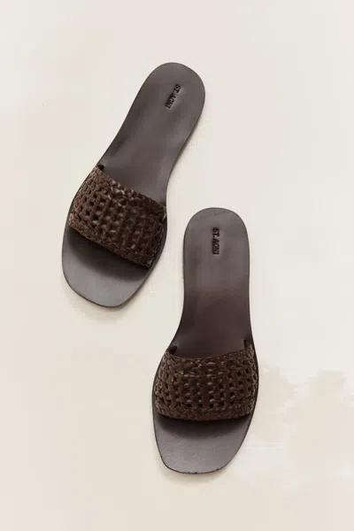 St Agni Macrame Mesh Slides In Brown