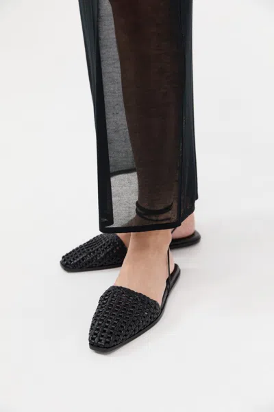 St Agni Macrame Mesh Tie Up Flats In Black
