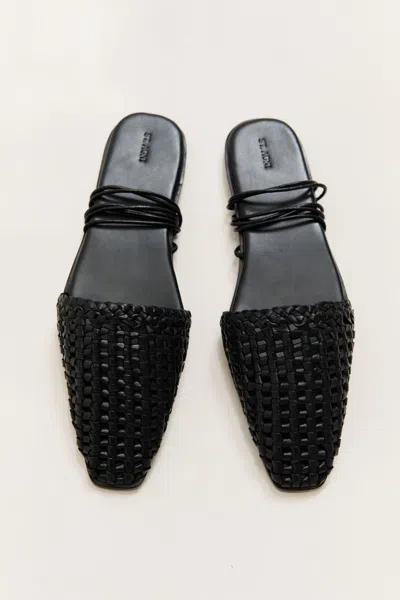 St Agni Macrame Mesh Tie Up Flats In Black