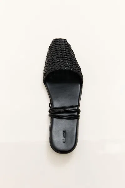 St Agni Macrame Mesh Tie Up Flats In Black