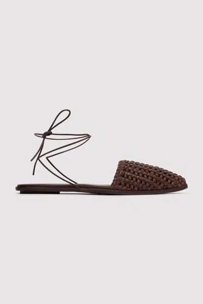 St Agni Macrame Mesh Tie Up Flats In Brown