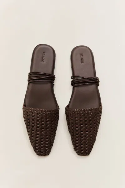 St Agni Macrame Mesh Tie Up Flats In Brown