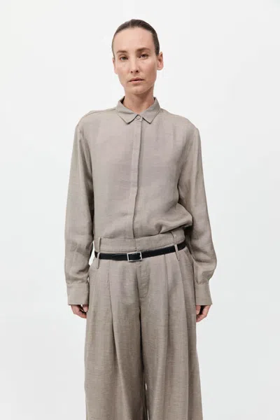 St Agni Melange Classic Shirt In Brown