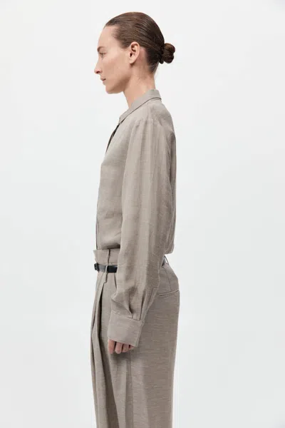 St Agni Melange Classic Shirt In Brown