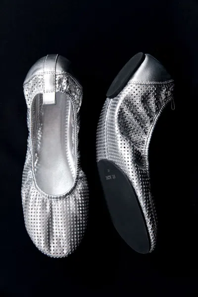St Agni Minimal Perforated Ballet Flat In Silver