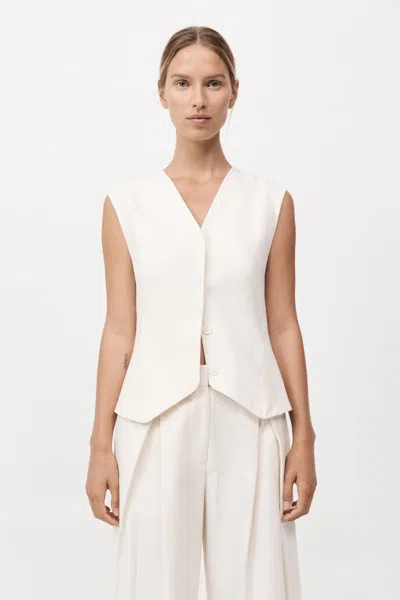 St Agni Minimal Single-breasted Tailored Vest In White