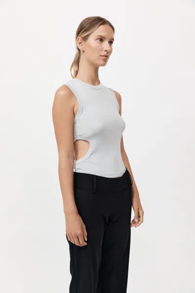 St Agni Organic Cotton Cut Out Tank In Silver
