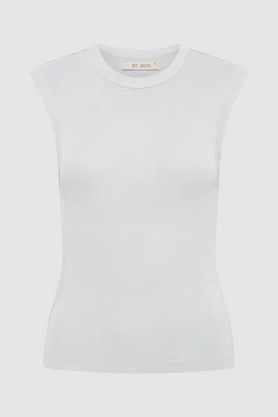 St Agni Organic Cotton Cut Out Tank In Silver