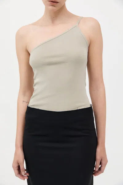 St Agni Organic Cotton One Shoulder Tank In Gray