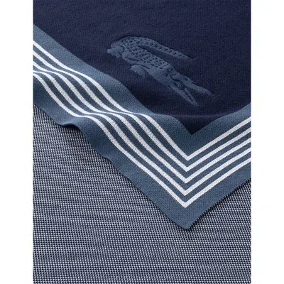 Lacoste Marine L Frame Cotton Throw In Blue
