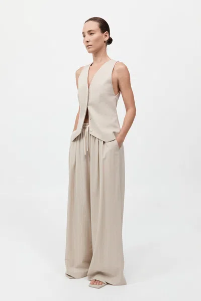 St Agni Pinstripe Wool Drawstring Pants In Brown