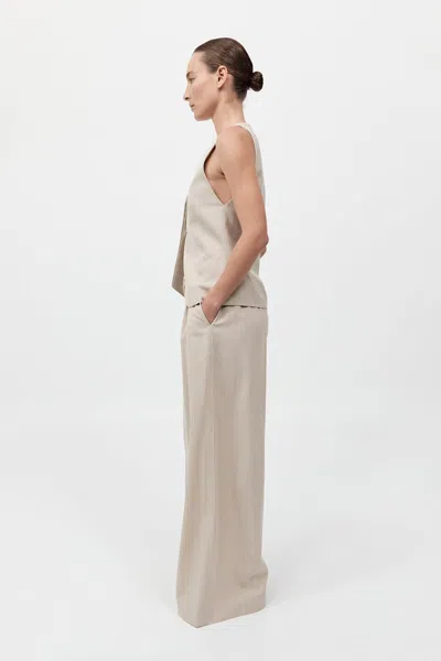 St Agni Pinstripe Wool Drawstring Pants In Brown