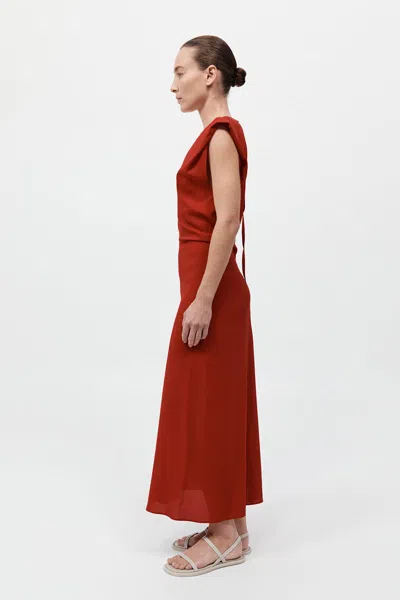 St Agni Plunge Draped Crepe Maxi Dress In Red