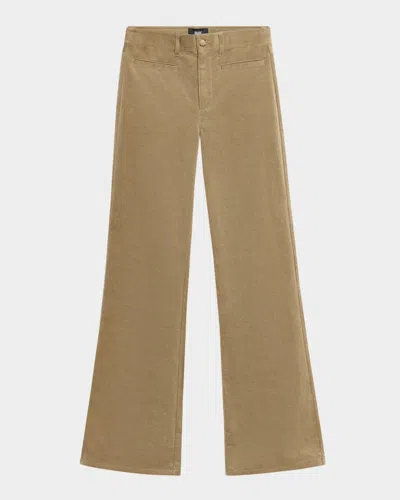 Paige Leenah Wide-leg Corduroy Jeans With Welt Pockets In Brown