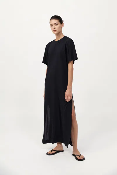 St Agni Crepe De Chine Maxi Dress In Black
