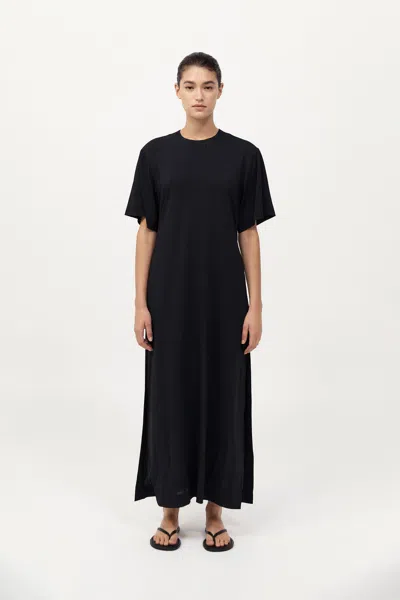 St Agni Crepe De Chine Maxi Dress In Black