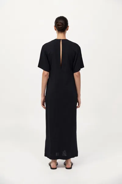 St Agni Crepe De Chine Maxi Dress In Black
