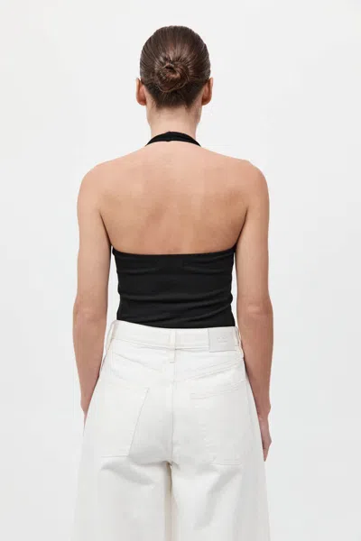 St Agni Fine Line Halter Top In Black