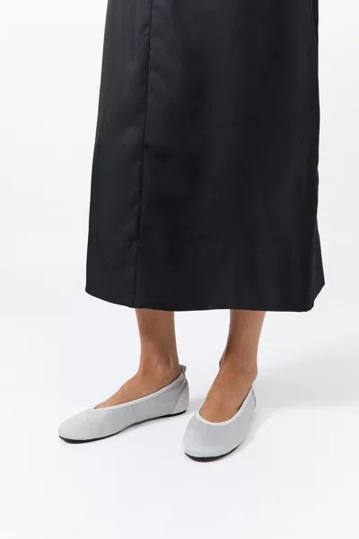 St Agni Satin Ballet Flat In White