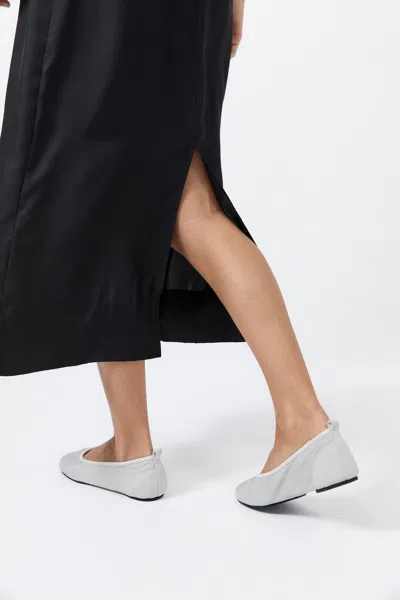 St Agni Satin Ballet Flat In White