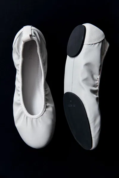 St Agni Satin Ballet Flat In White