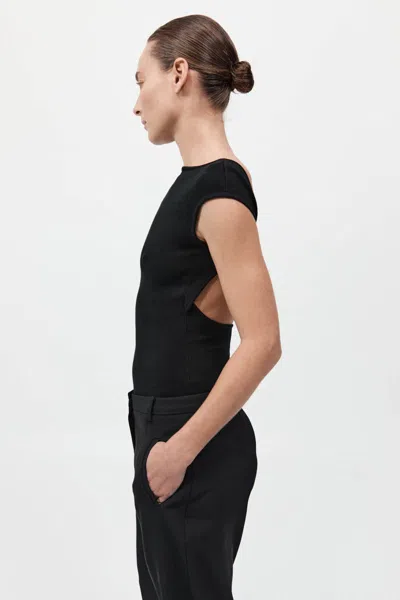 St Agni Asymmetric Ribbed-knit Top In Black