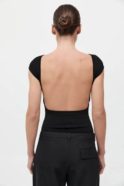 St Agni Asymmetric Ribbed-knit Top In Black