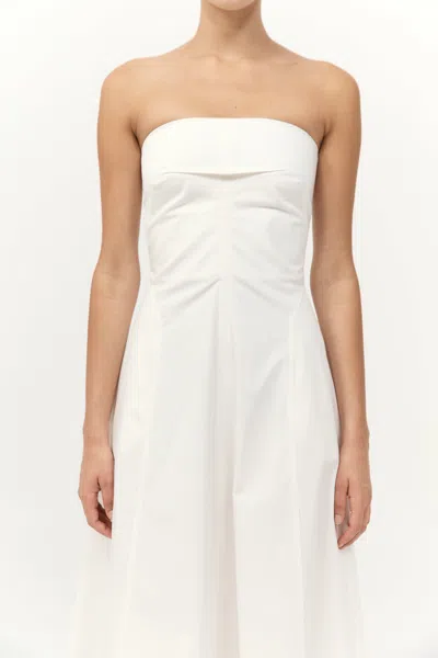 St Agni Sculpted Cotton Strapless Dress In Milk In Neutral