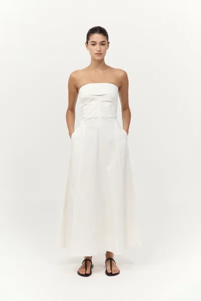 St Agni Sculpted Cotton Strapless Dress In Milk In Neutral