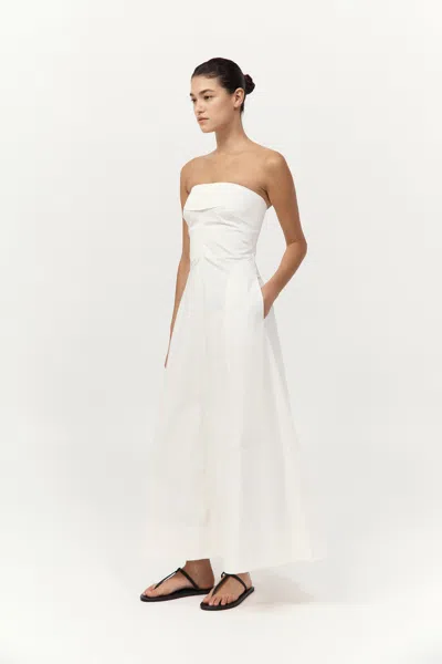 St Agni Sculpted Cotton Strapless Dress In Milk In Neutral