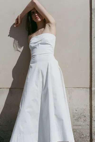 St Agni Sculpted Cotton Strapless Dress In Milk In Neutral
