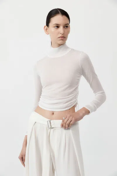 St Agni Sheer Ruched Top In White