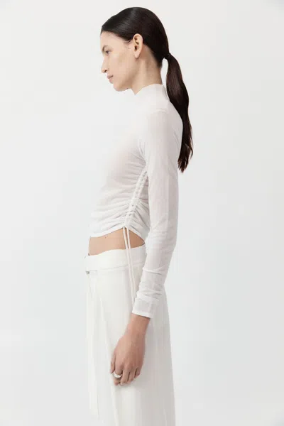 St Agni Sheer Ruched Top In White
