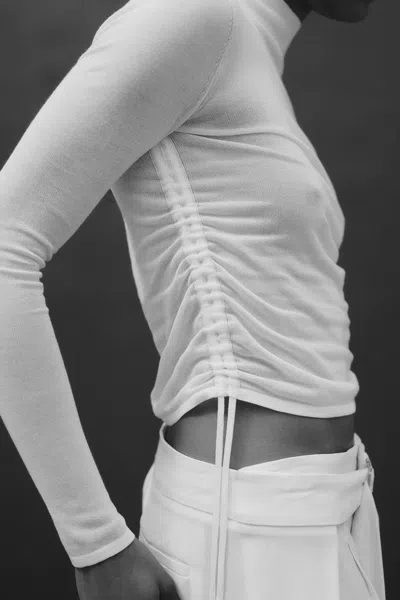St Agni Sheer Ruched Top In White