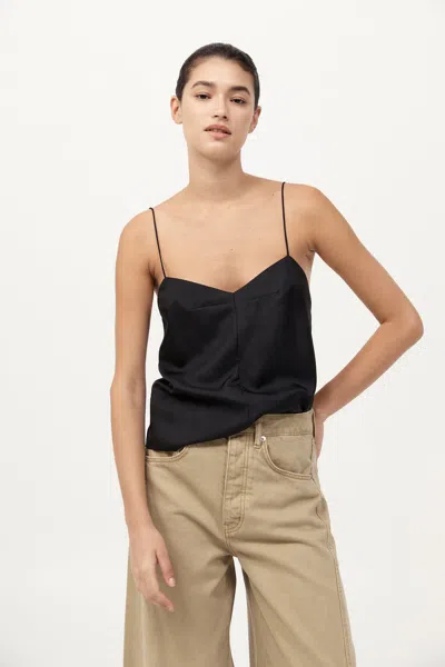 St Agni Silk Twill Cami In Black
