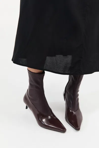 St Agni Sock Ankle Boot In Burgundy