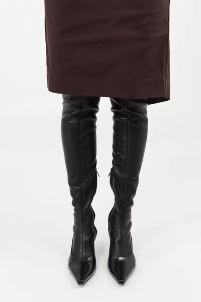 St Agni Sock Leather High Boots In Black