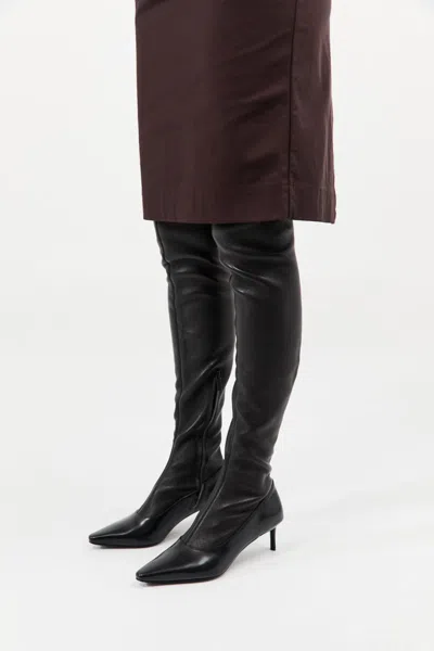 St Agni Sock Leather High Boots In Black