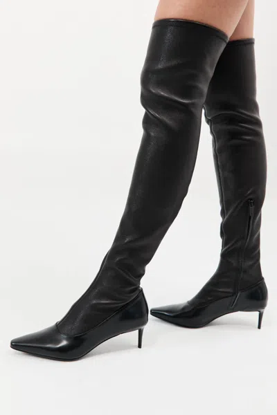 St Agni Sock Leather High Boots In Black