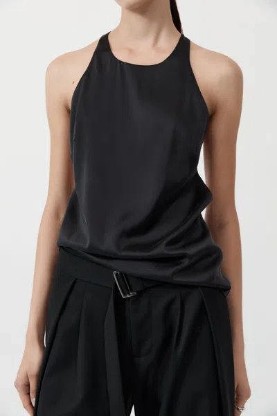 St Agni Soft Silk Suspender Top In Black
