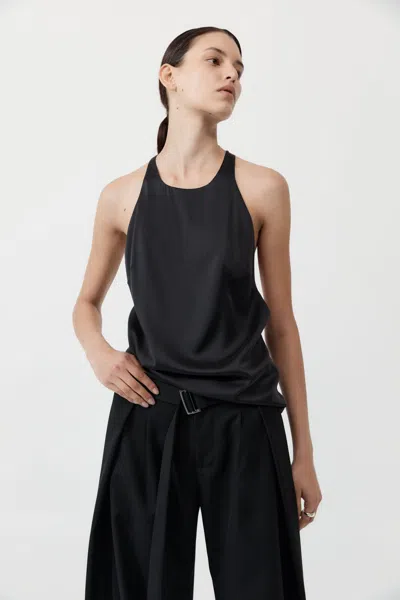 St Agni Soft Silk Suspender Top In Black