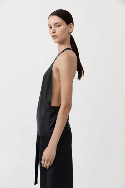 St Agni Soft Silk Suspender Top In Black