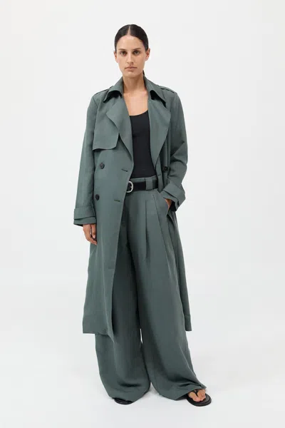 St Agni Soft Tailored Trench In Green