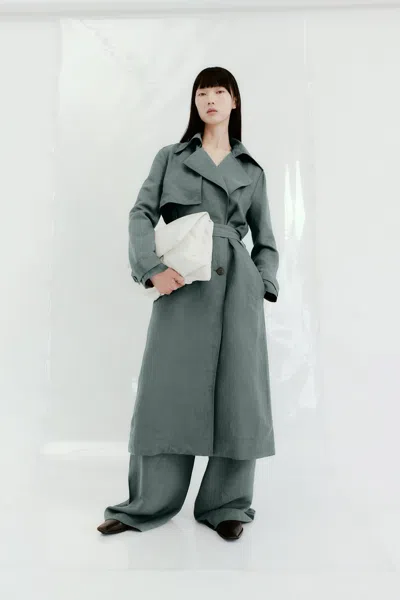 St Agni Soft Tailored Trench In Green