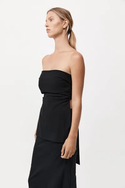 St Agni Bandeau Tie-back Pleated Cotton-blend Top In Black