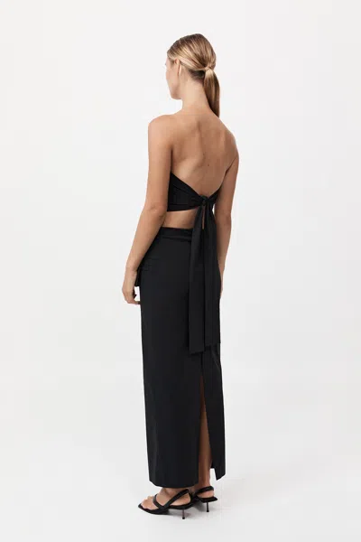 St Agni Bandeau Tie-back Pleated Cotton-blend Top In Black