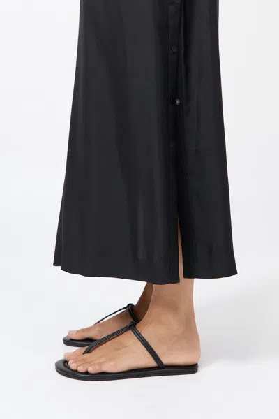 St Agni T Slide Leather Sandals In Black