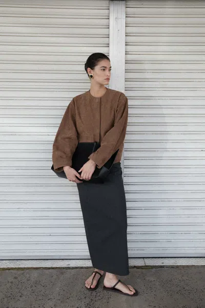 St Agni T Slide Leather Sandals In Black