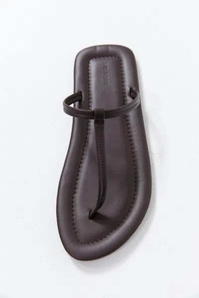 St Agni T Slide Leather Sandals In Brown